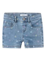 SLIM DENIM SHORT MEDIUM BLUE -HEARTS - Image 2