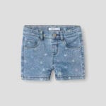 SLIM DENIM SHORT MEDIUM BLUE -HEARTS