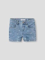 SLIM DENIM SHORT MEDIUM BLUE -HEARTS